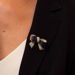 Sapphire & Diamond Bow Brooch