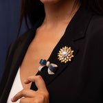 Sapphire & Diamond Bow Brooch