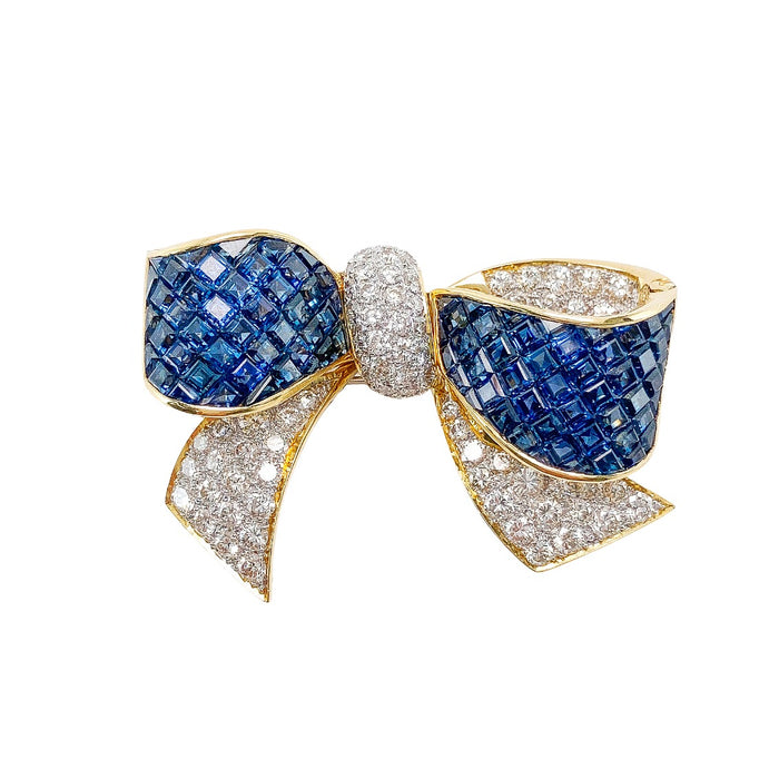Sapphire & Diamond Bow Brooch
