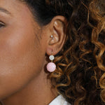 Pink Opal and Diamond Drop Earrings