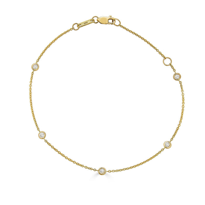 5-Diamond Bezel Station Bracelet