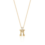 "Sanse" Small Letter and Diamond M Necklace