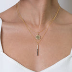 Diamond Narrow Bar Pendant Necklace