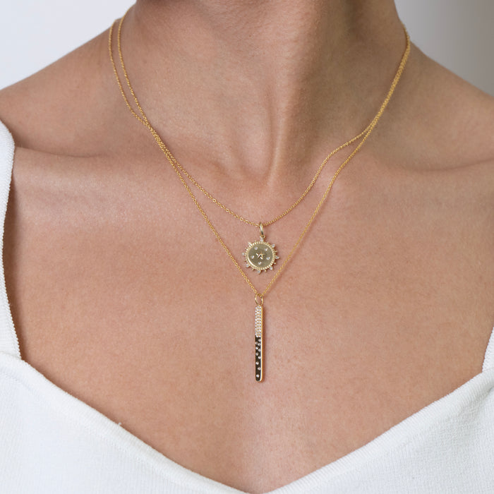 Diamond Narrow Bar Pendant Necklace