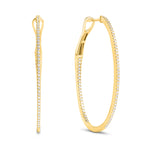 Medium Diamond Oval Inside-Out Hoop Earrings