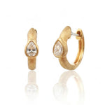 Diamond Pear Bezel Hoop Earrings