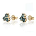 Three Stone Montana Sapphire Cluster Earrings