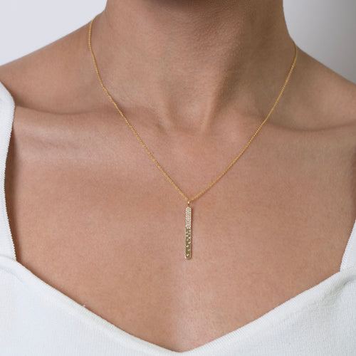 Diamond Narrow Bar Pendant Necklace Image 2