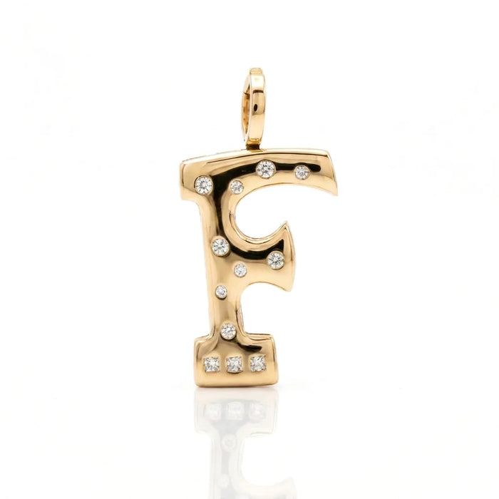 "Sanse" XL Large Diamond Letter F Pendant
