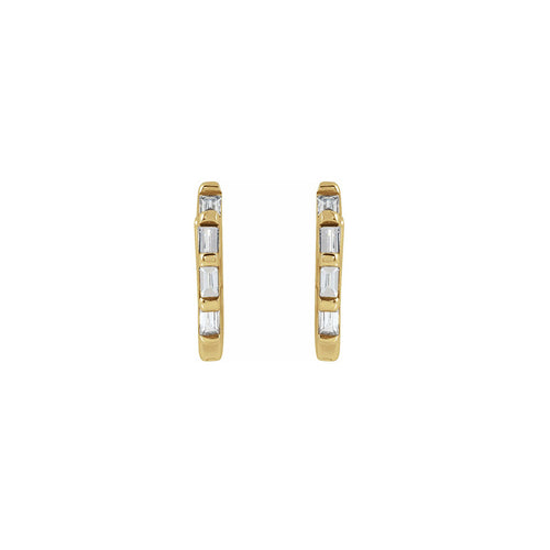 Diamond Baguette Huggies