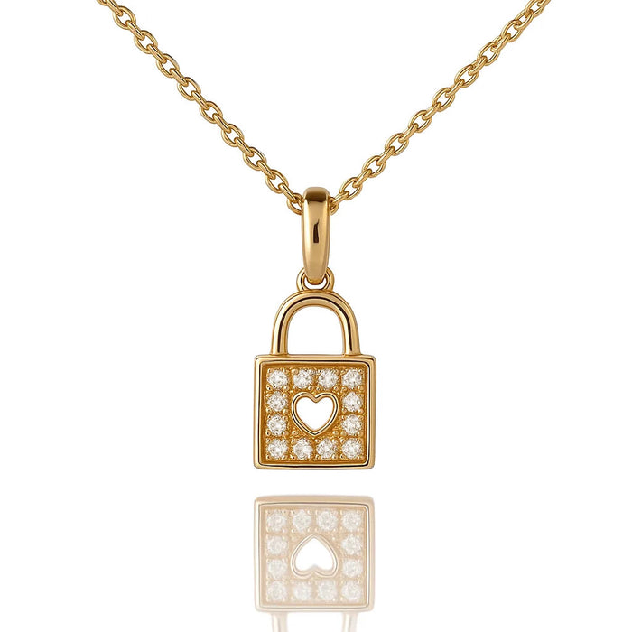 Diamond Padlock Charm Necklace