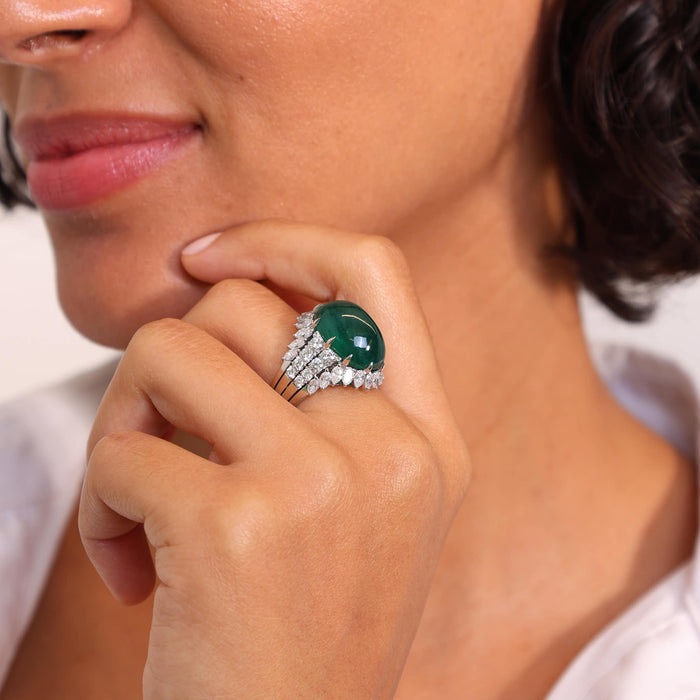Sugarloaf Emerald & Diamond Cocktail Ring