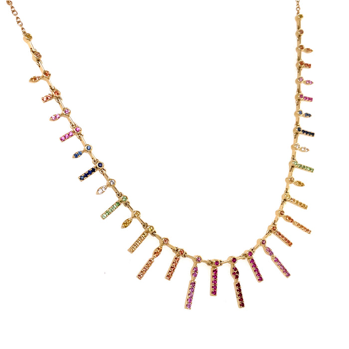 Rainbow Multigem & Diamond Burst Necklace