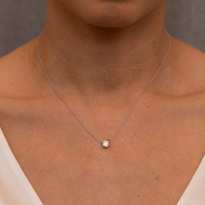 0.75ct Diamond Solitaire Trinity Pendant Necklace