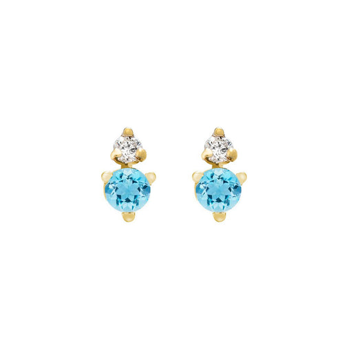 Aquamarine & Diamond Stud Earrings