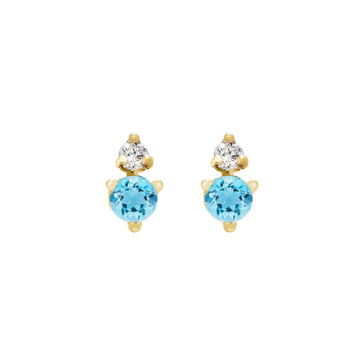 Aquamarine & Diamond Stud Earrings