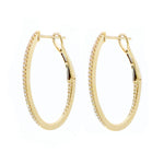 Medium Diamond Oval Inside-Out Hoop Earrings