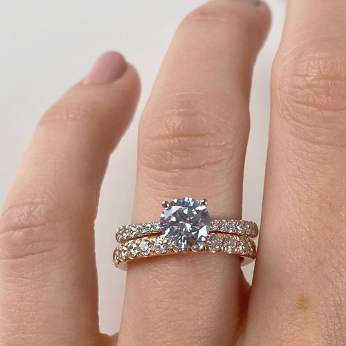 18K ROSE GOLD HANDMADE LARGE BAXTER MICROPAVE RING WITH 1.02 CTW ROUND BRILLIANT CUT DIAMONDS (G COLOR, SI1 CLARITY) BY G ST. CEREMONY

BAXTER LARGE - 2.1MM STONES, 2.8MM SHANK

NON-RESIZABLE

BW: 2.8MM
BH: 1.8MM Image 2