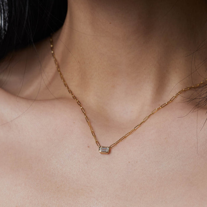 Emerald Cut Diamond Pendant Necklace
