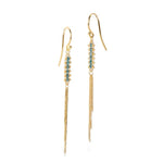 Small Blue Diamond Textile Tassel Earrings