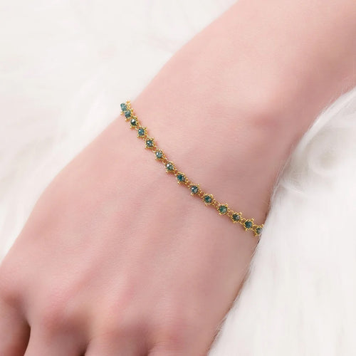 Blue Diamond Textile Bracelet Image 2