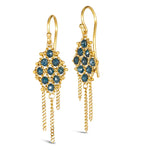 Blue Diamond Textile Drop Earrings