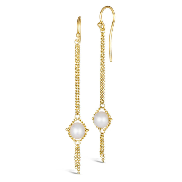 Freshwater Pearl Textile Drop Earrings