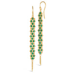 Long Textile Emerald Earrings