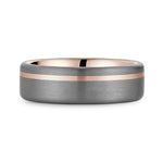 7mm Rose Gold & Grey Tantalum Stripe Wedding Band