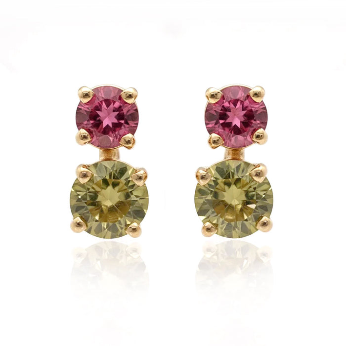 Yellow Sapphire and Pink Tourmaline Pollux Stud Earrings