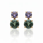 Purple and Green Sapphire Pollux Stud Earrings