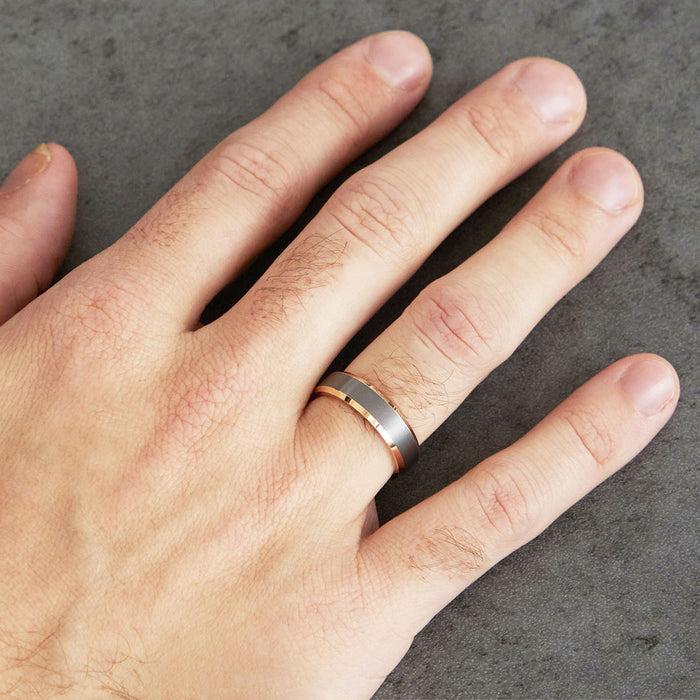 6mm Rose Gold & Tantalum Satin Wedding Band