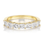 18K YELLOW GOLD NORFOLK PARTWAY RADIANT DIAMOND WEDDING BAND FEATURING SEVEN 1.07 TCW (0.15CT)  NATURAL RADIANT CUT DIAMONDS F COLOR VSI CLARITY BY GST CEREMONY