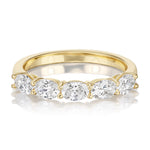 18K YELLOW GOLD OLIVER PARTWAY OVAL DIAMOND WEDDING BAND FEATURING FIVE 1.08 TCW (0.22ct) OVAL CUT DIAMONDS F COLOR VS-SI CLARITY BY GST CEREMONY