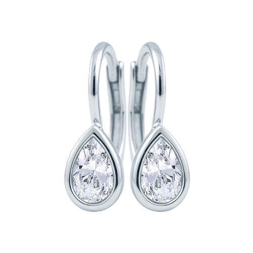 Pear Diamond Bezel Drop Earrings Image 2