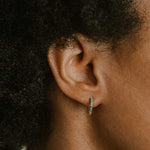 Reversible Emerald & White Diamond Huggie Earrings
