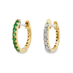 Reversible Emerald & White Diamond Huggie Earrings
