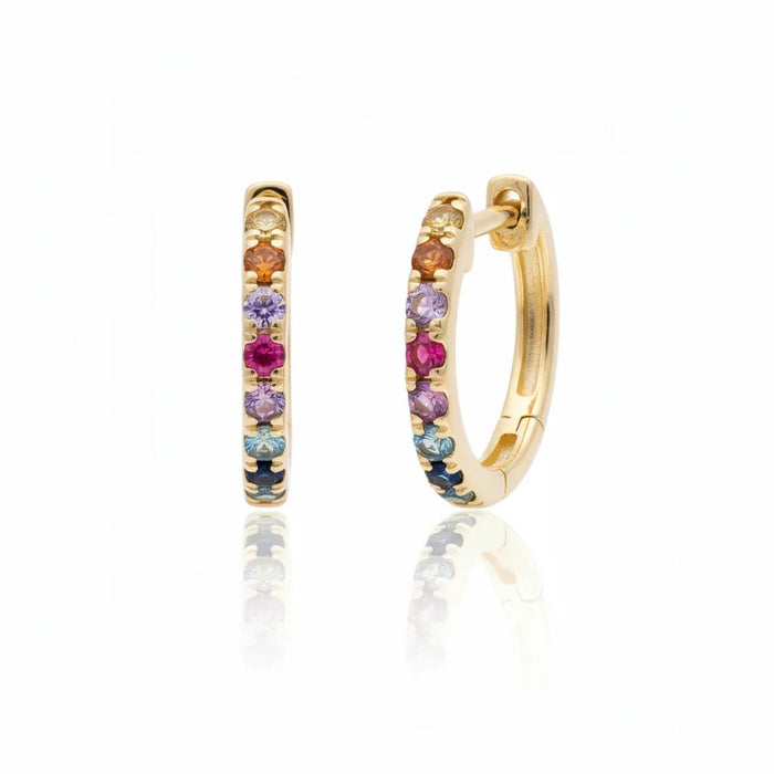 Rainbow Multigem Petite Huggie Earrings