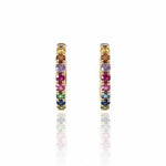 Rainbow Multigem Petite Huggie Earrings