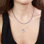 Mixed Blue Sapphire Disc Pendant Necklace