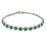 Emerald & Diamond Halo Tennis Bracelet