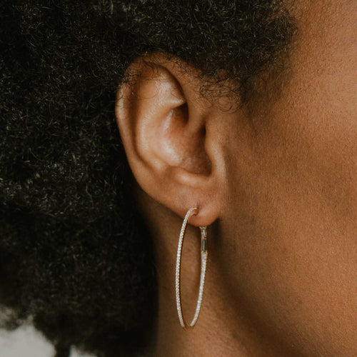Large Diamond Inside-Out Hoop Earrings Image 2