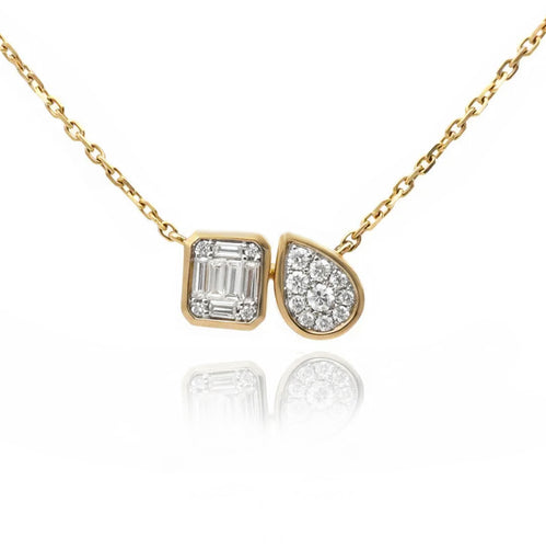 Diamond Cluster Toi et Moi Pendant Necklace