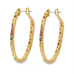 Rainbow Multigem Oval Hoop Earrings