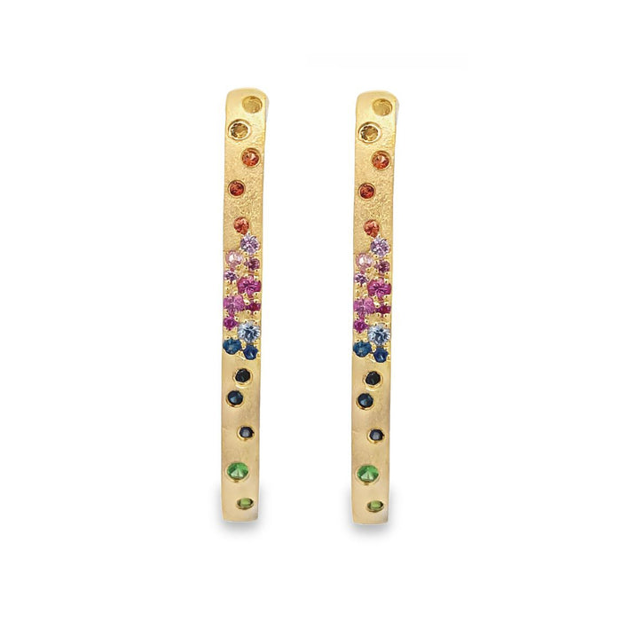 Rainbow Multigem Oval Hoop Earrings