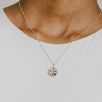 Scattered Multigem Disc Pendant Necklace