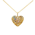 Scattered Multigem Heart Pendant Necklace