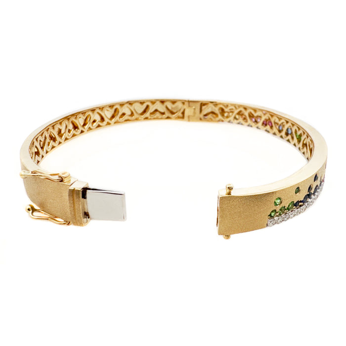 Rainbow Gemstone & Diamond Confetti Bangle