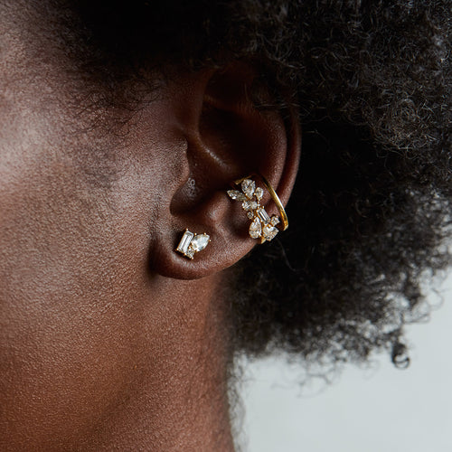 Trellis Cluster Diamond Stud Earrings Image 2