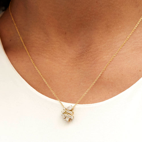 Diamond Trellis Bud Pendant Necklace Image 2